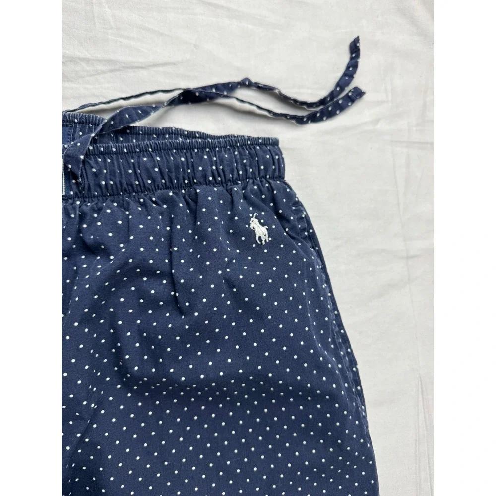 Ralph Lauren Polo Classic Pajama Lounge Pant Navy White Polka Dot SZ S with pony